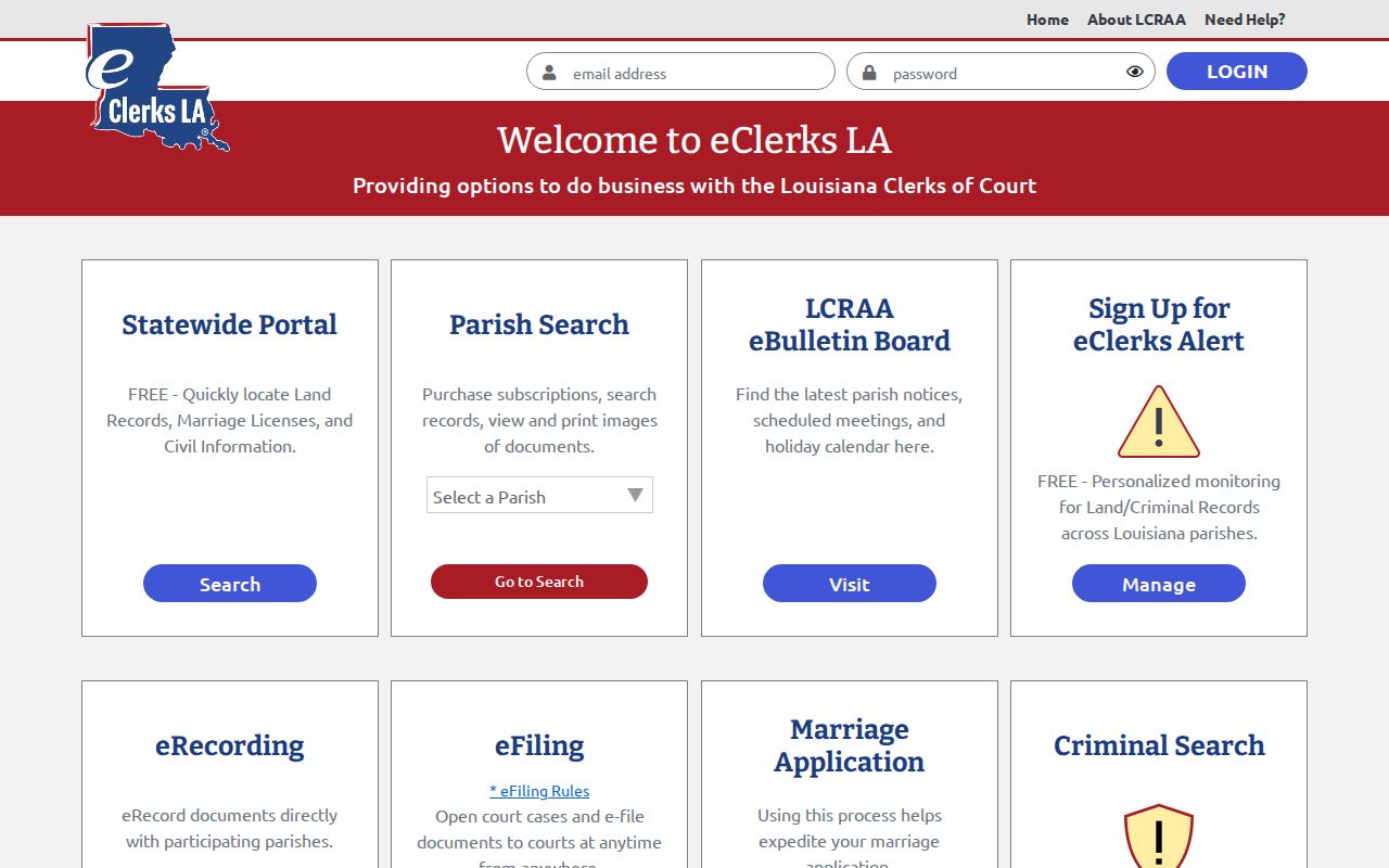 Beauregard Parish court docket statewide eClerks index options