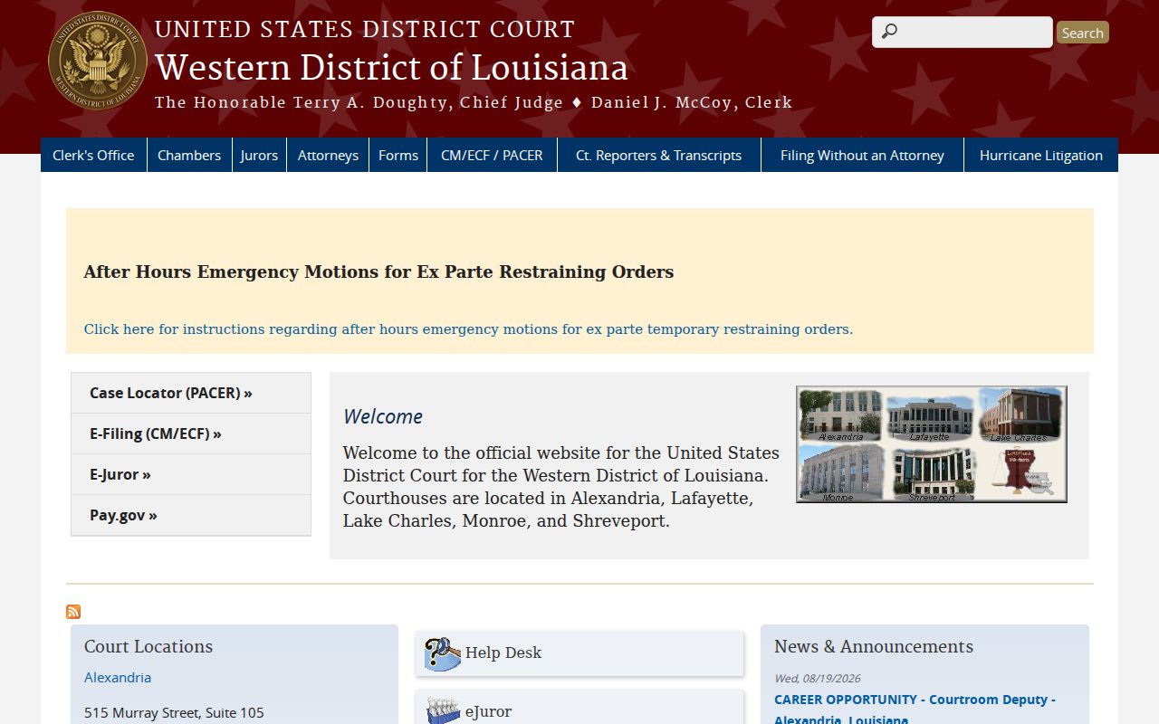Beauregard Parish court records federal Western District access information